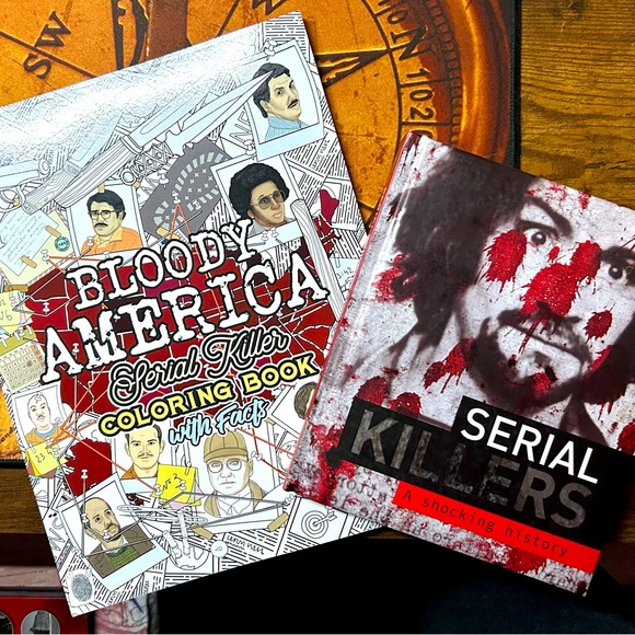 BLOODY AMERICA: Serial Killers Coloring Book & Serial Killers: Shocking History - Picture 1 of 6
